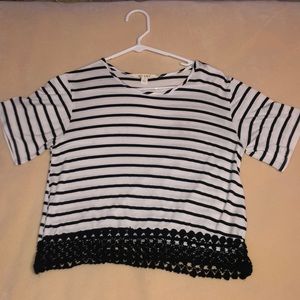 Black and white striped top with lace